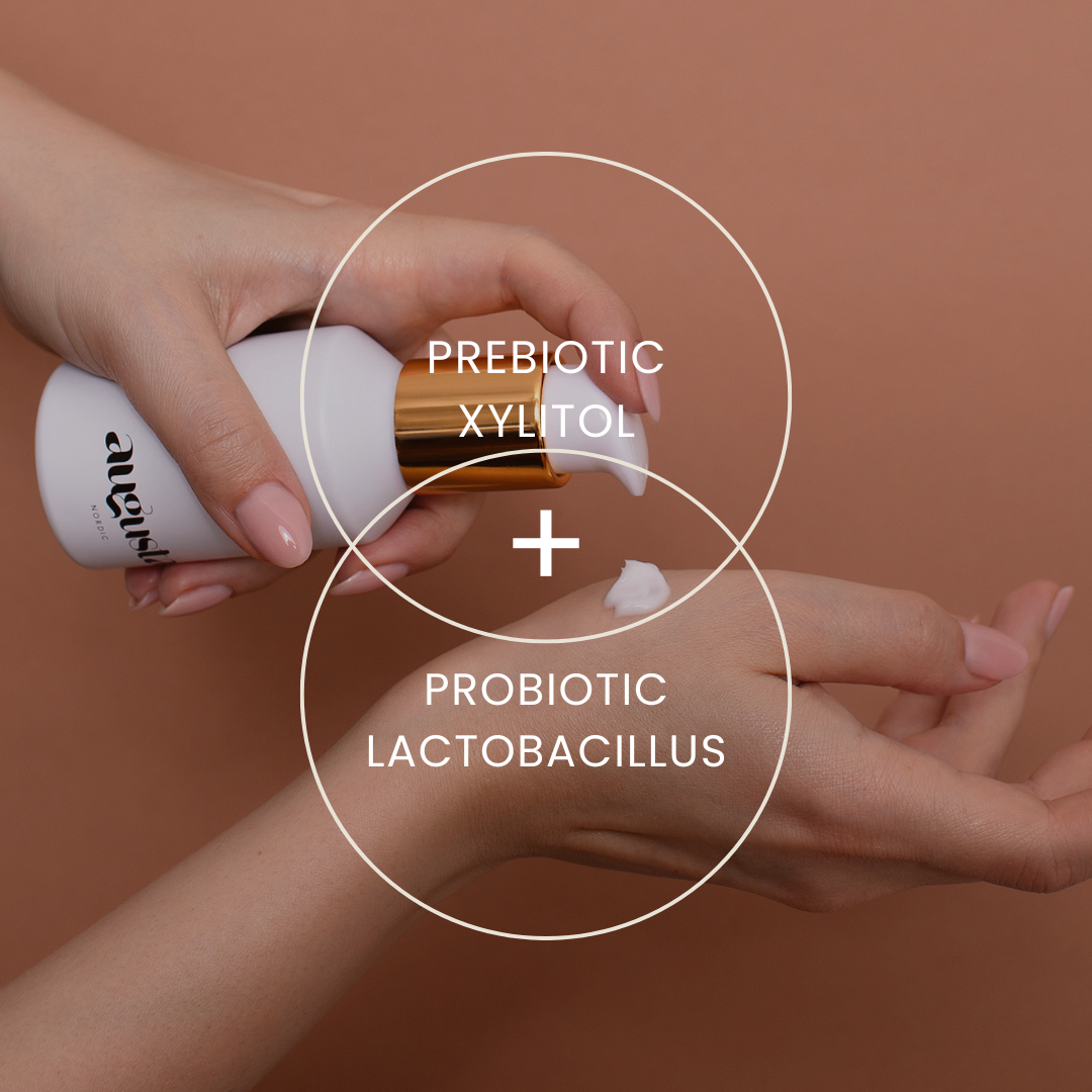 prebiotic xylitol and probiotic lactobacillus, microbiome-supporting formula in Augusta Hydrating Shower Cream