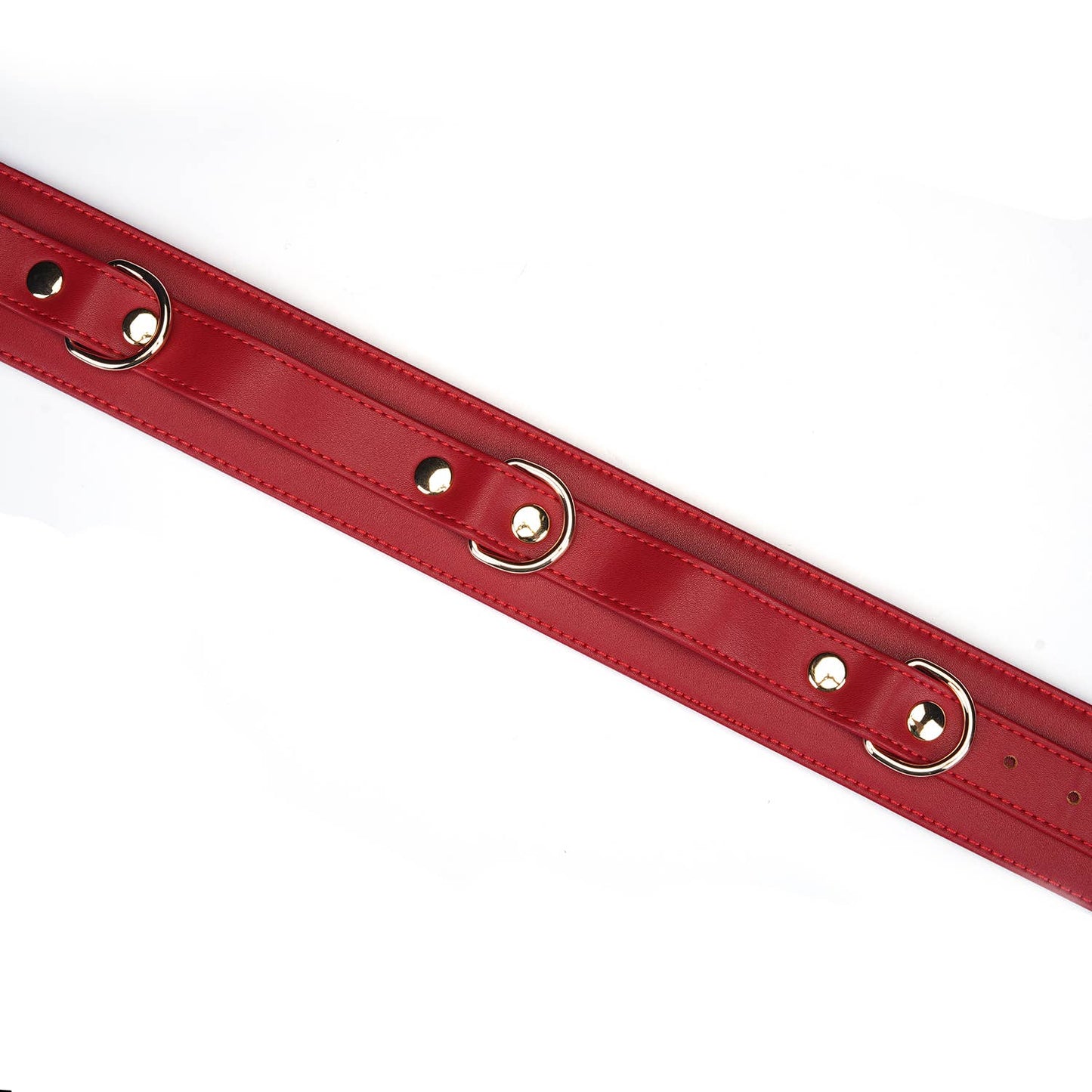Red Faux Leather Wrist to Thigh Cuffs Kit – Adjustable Bondage Restraints