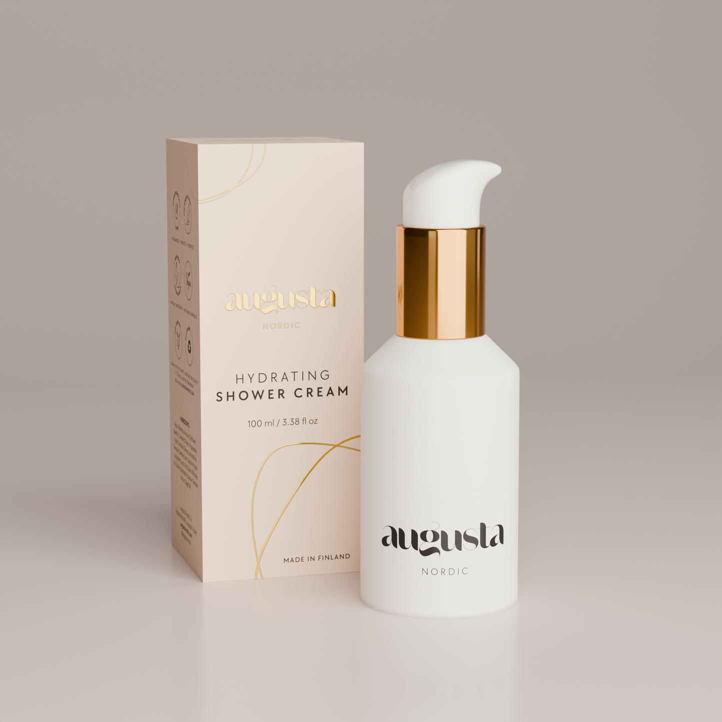 Eco-friendly aluminium bottle with recyclable cap and cardboard packaging for intimate care