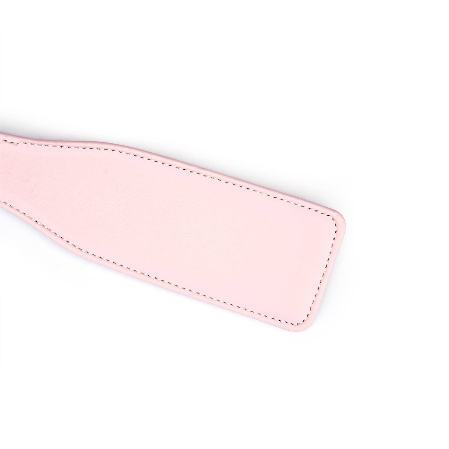 Pink white paddle close showing stitching detail for pretty impact play