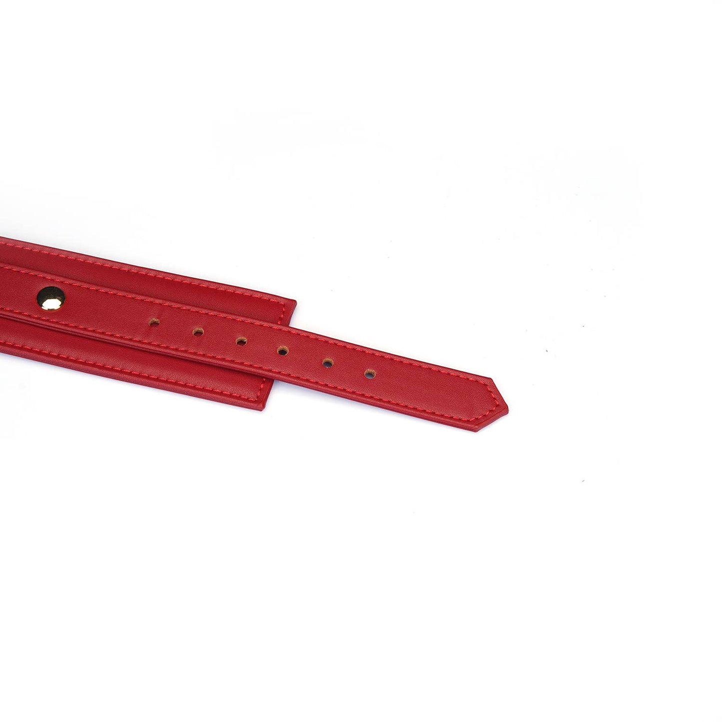 Crimson Desire Red Faux Leather Wrist Cuff – Adjustable BDSM Accessory