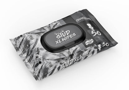 Stud Wipes Charcoal 50-count flushable body wipes for on-the-go freshness, sensitive skin, post-play care, and everyday hygiene, alcohol- and paraben-free