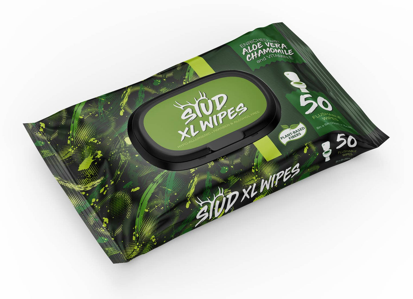 Stud Wipes Aloe Vera Chamomile flushable body wipes 50 pack gentle plant based hygiene wipes resealable travel pack