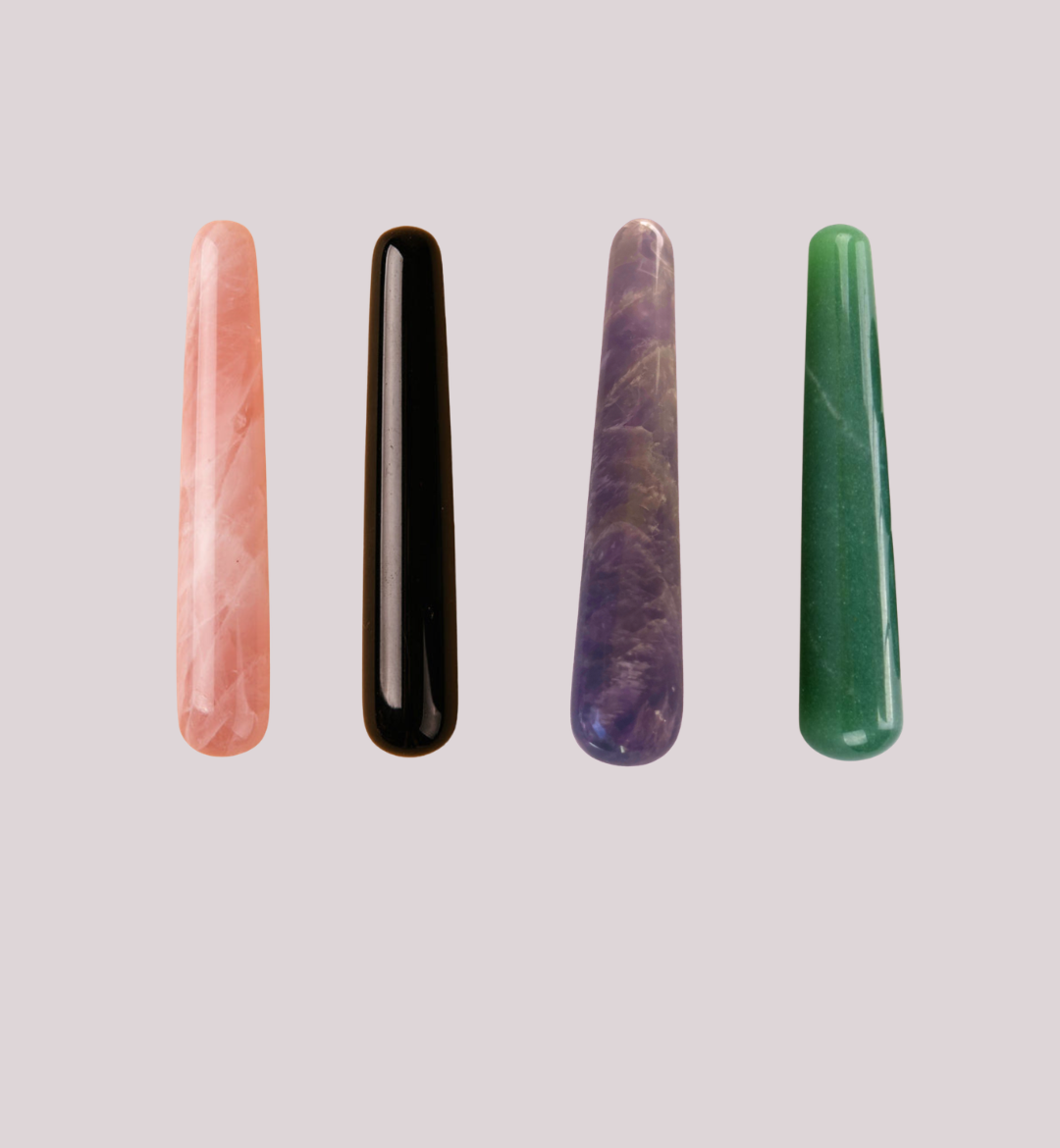 Love Stone Yoni Wand Collection – Aventurine, Rose Quartz, Obsidian & Amethyst Crystal Pleasure Wands