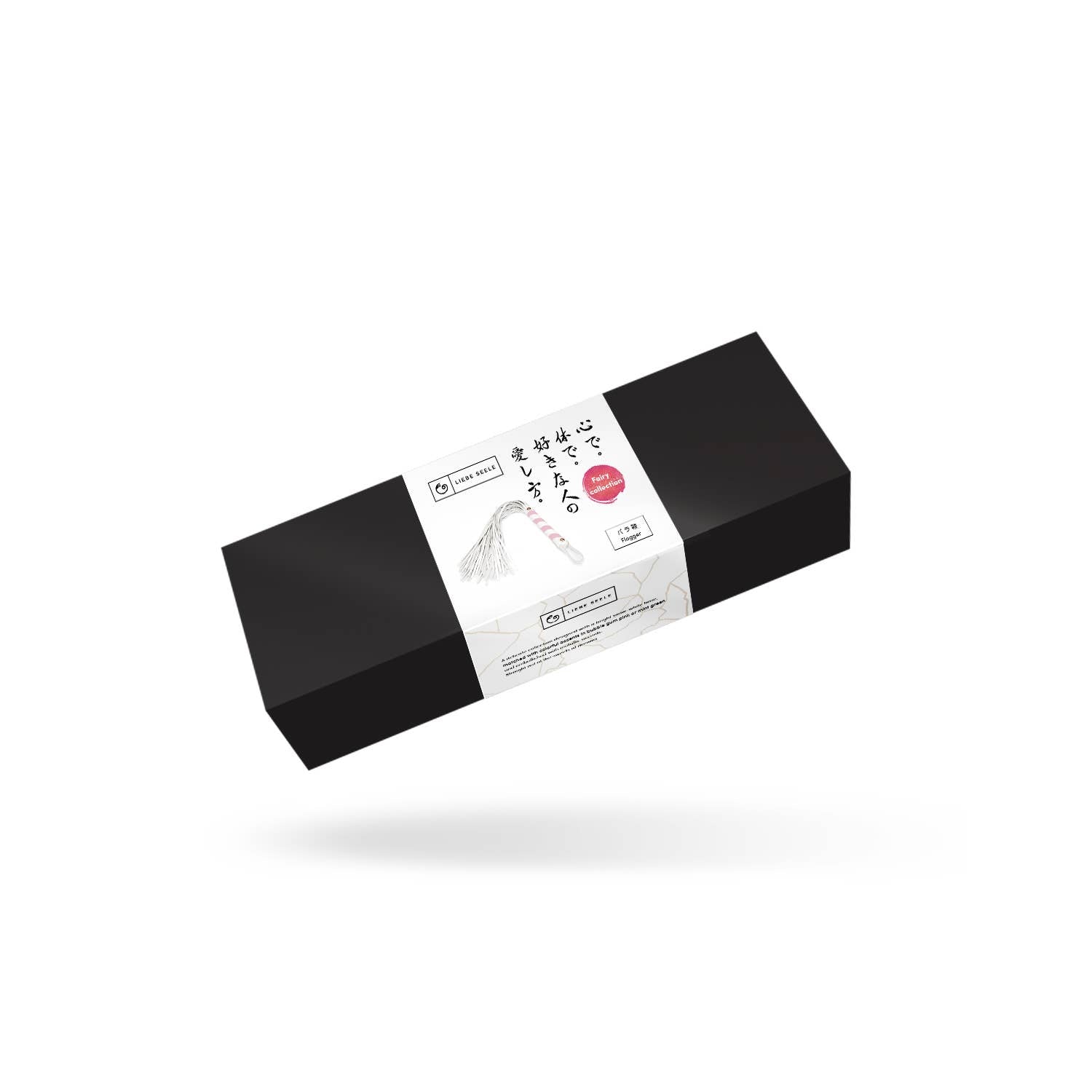 Lightweight pink and white flogger for beginner impact play in box