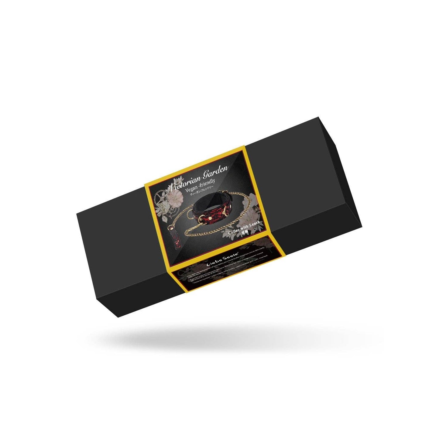 Victorian Garden: Lace and Vegan Leather Collar with Velvet Lining and Chain Leash