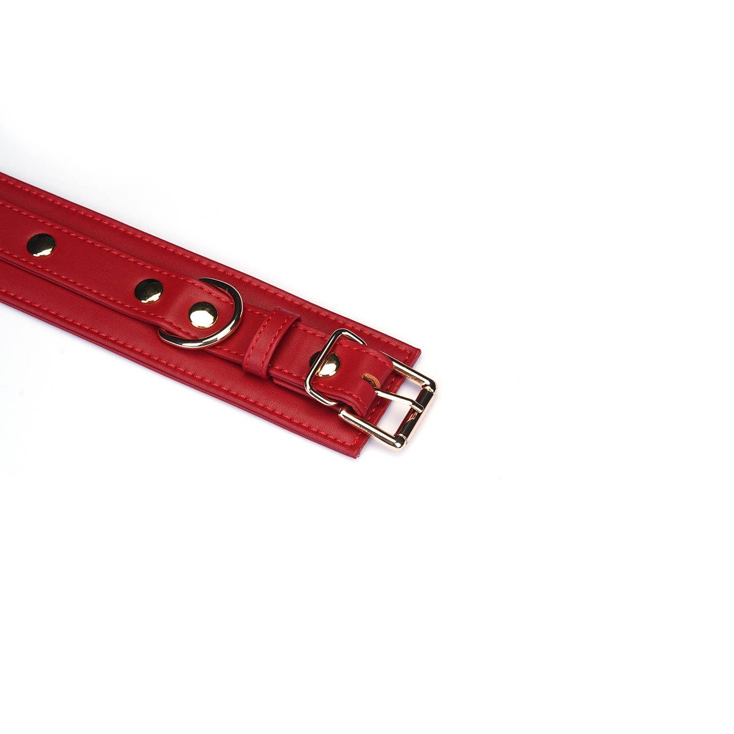 Crimson Desire Red Faux Leather Wrist Cuff – Adjustable BDSM Accessory