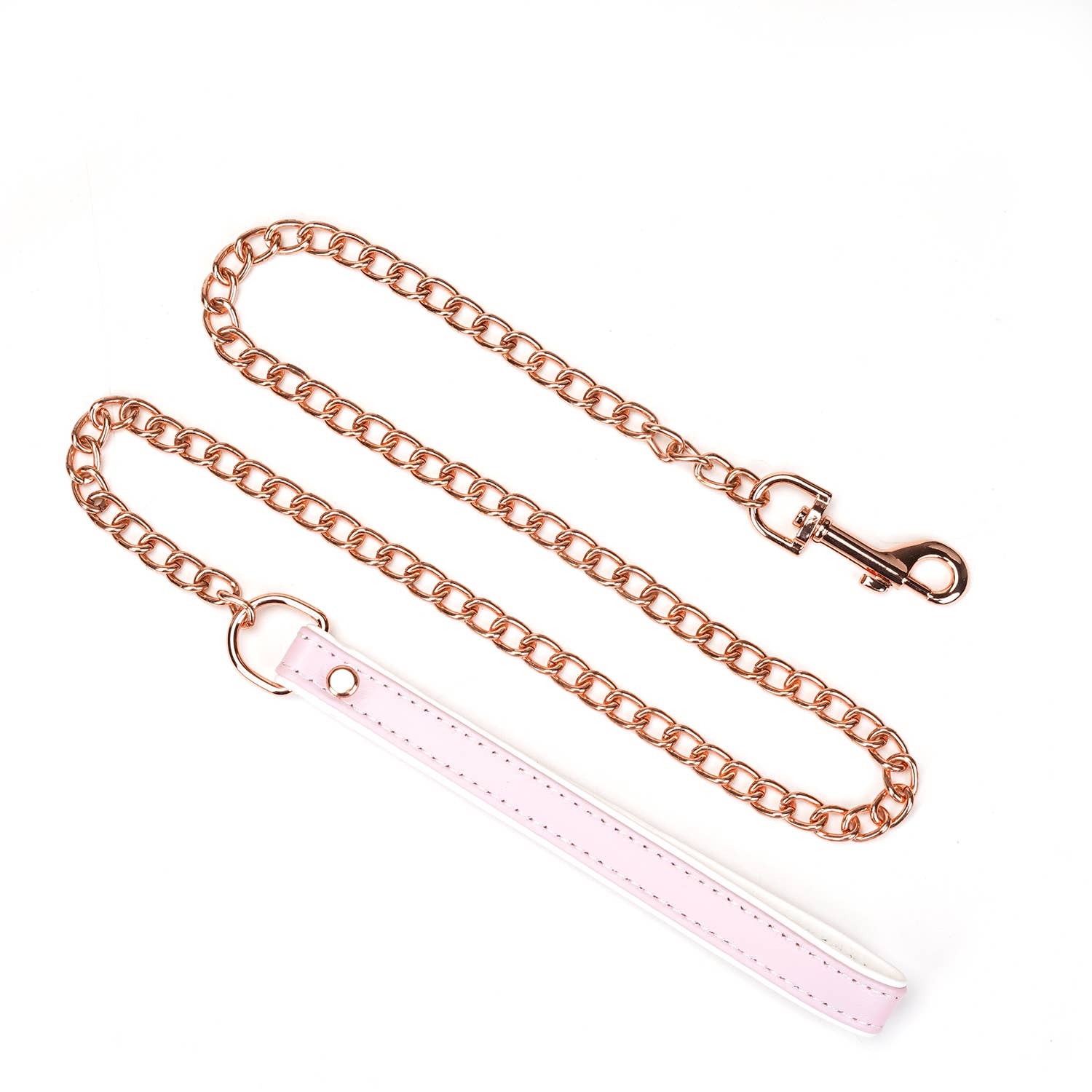 Rose Gold chain with white and pink handle.