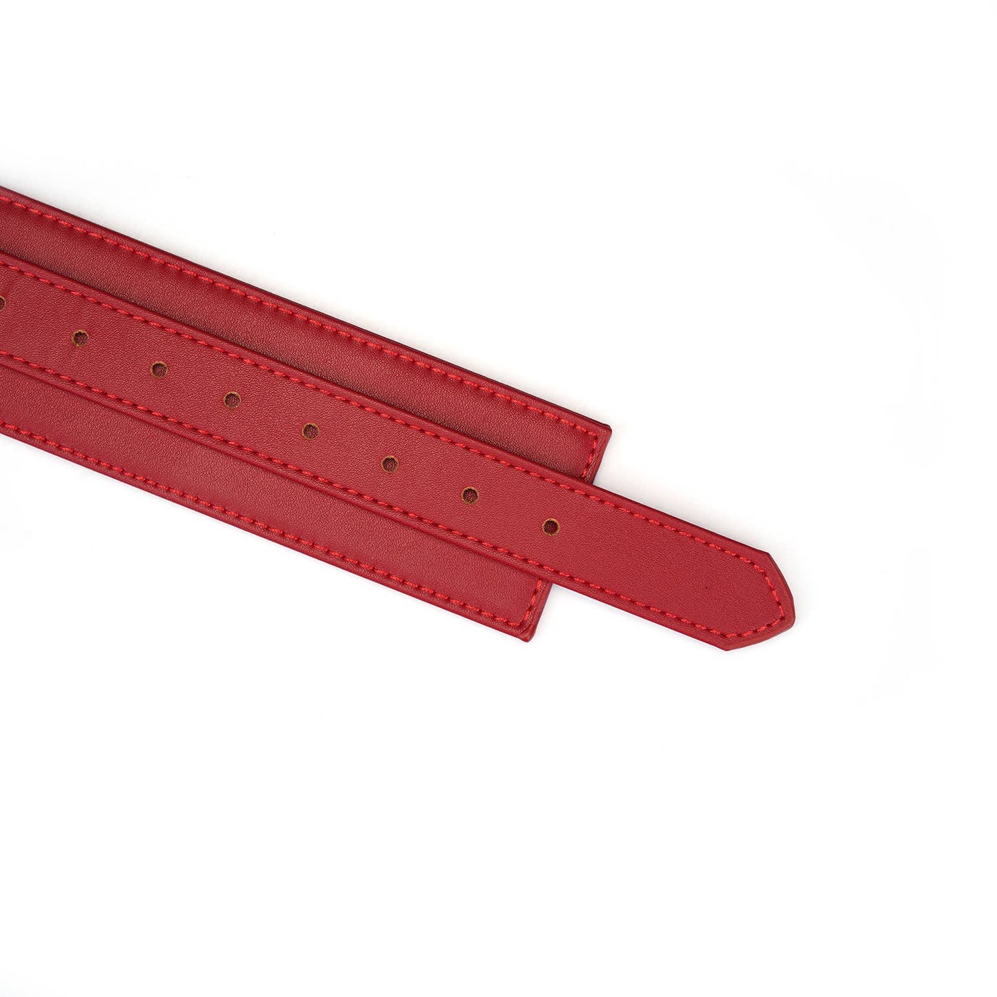 Red Faux Leather Wrist to Thigh Cuffs Kit – Adjustable Bondage Restraints