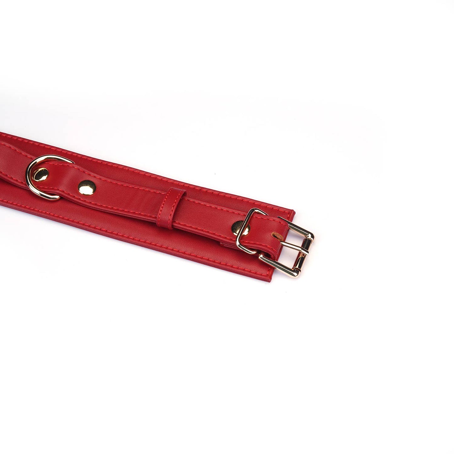 Red Faux Leather Wrist to Thigh Cuffs Kit – Adjustable Bondage Restraints